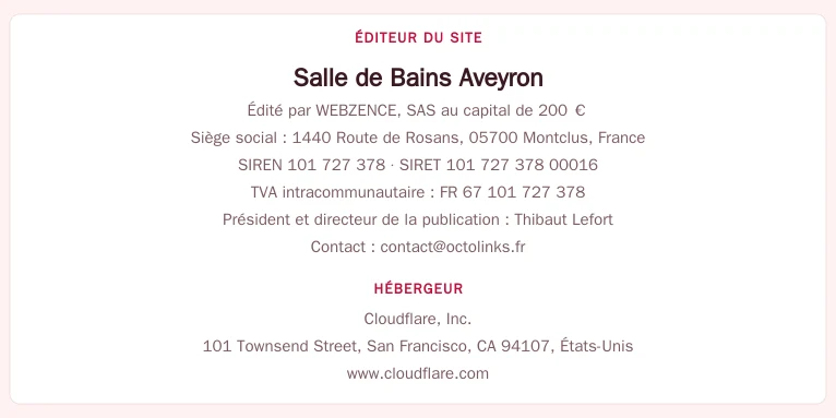 Coordonnées légales de l&rsquo;éditeur et de l&rsquo;hébergeur du site